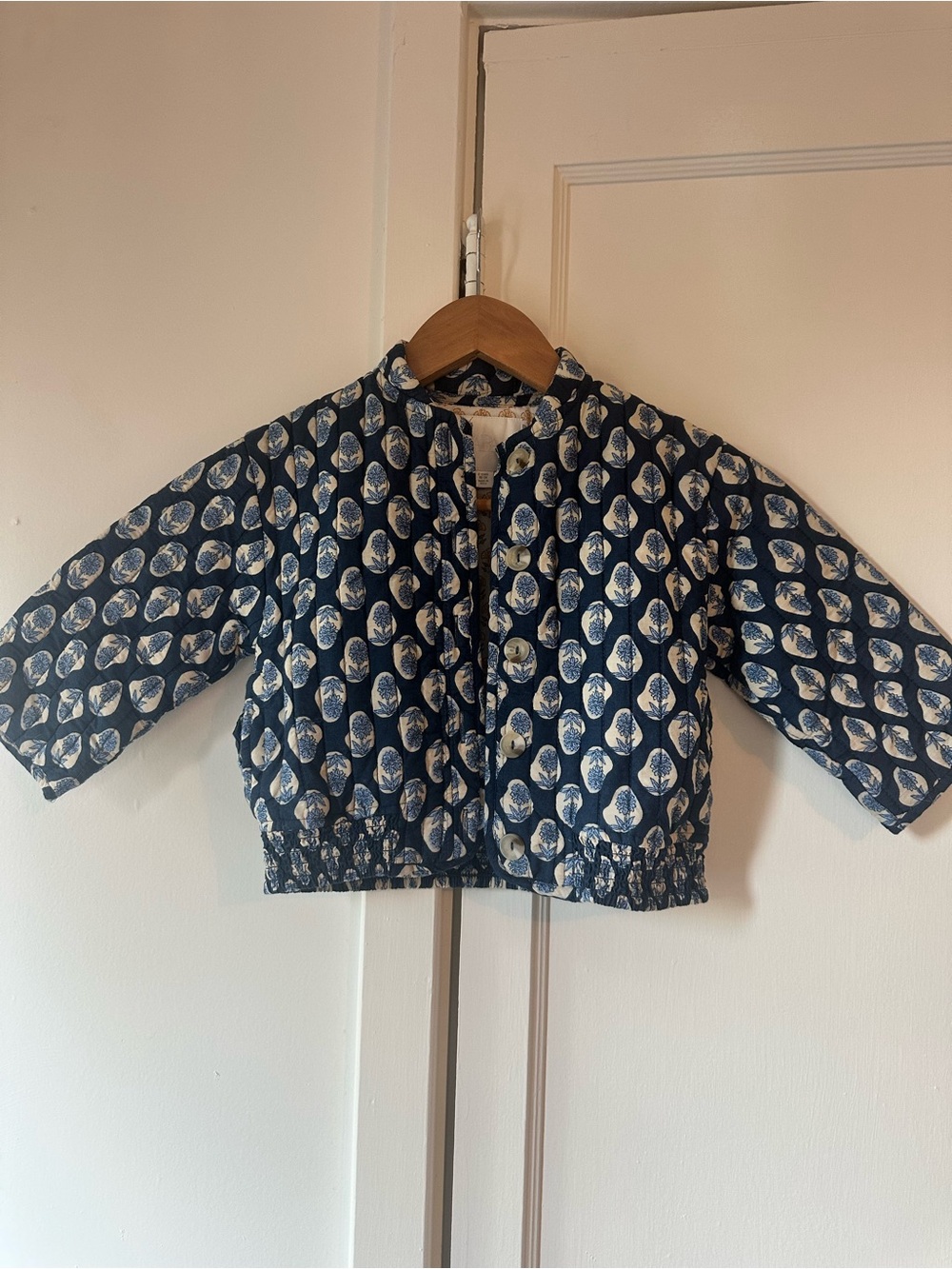 Zara Navy and White Quilted Kids Puffer Jacket
